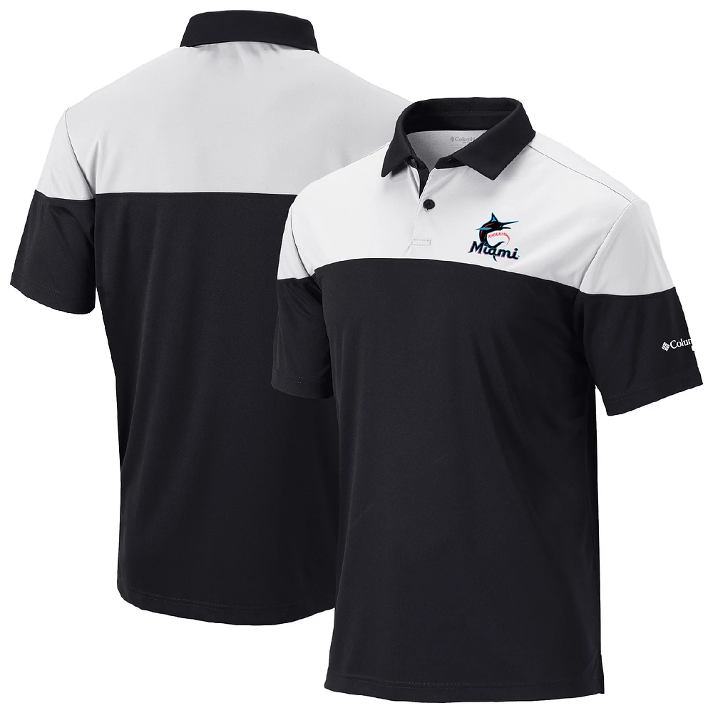 Men's Columbia Black Miami Marlins Omni-Wick Best Ball Polo