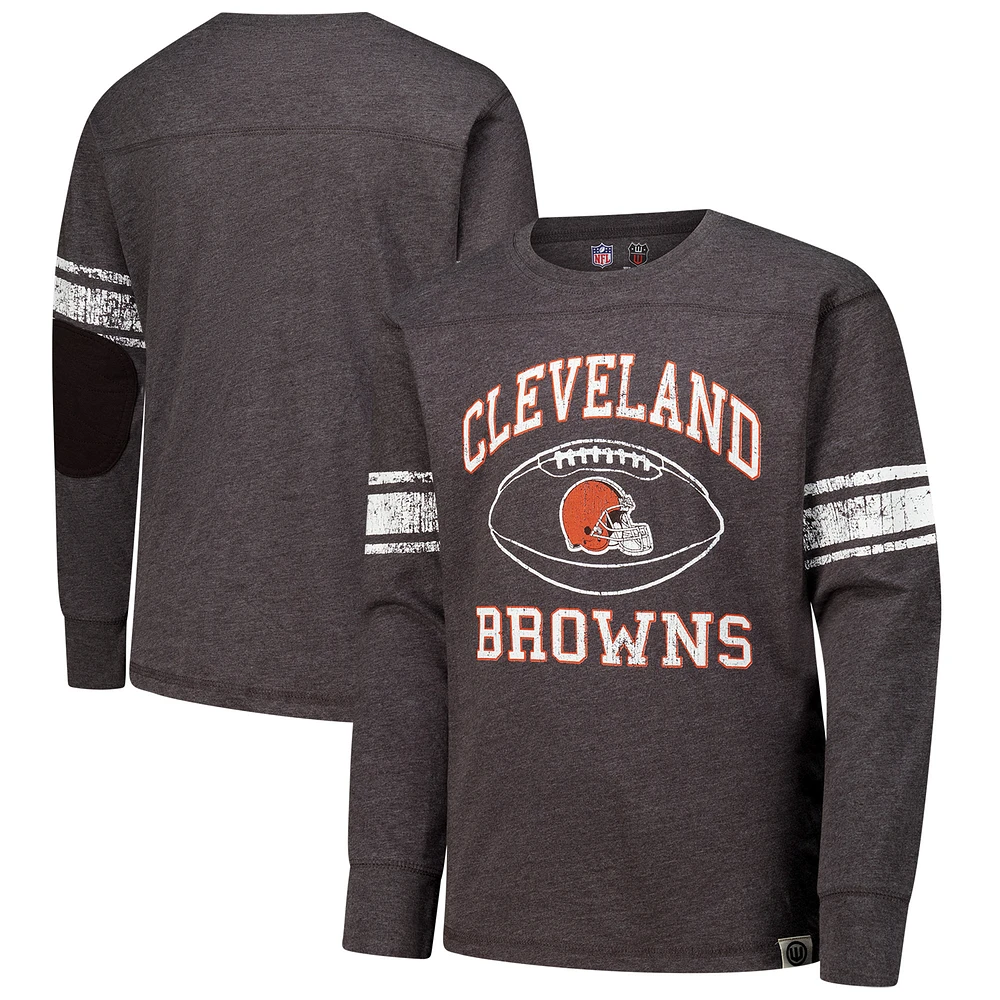 Youth Wes & Willy Brown Cleveland Browns Football Long Sleeve T-Shirt
