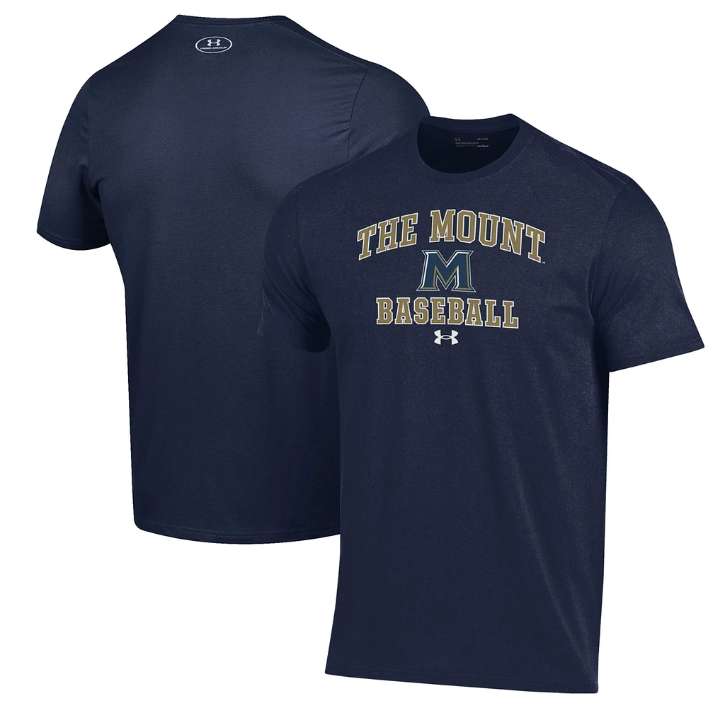 Men's Under Armour Navy Mount St. Mary's Mountaineers Baseball Performance T-Shirt