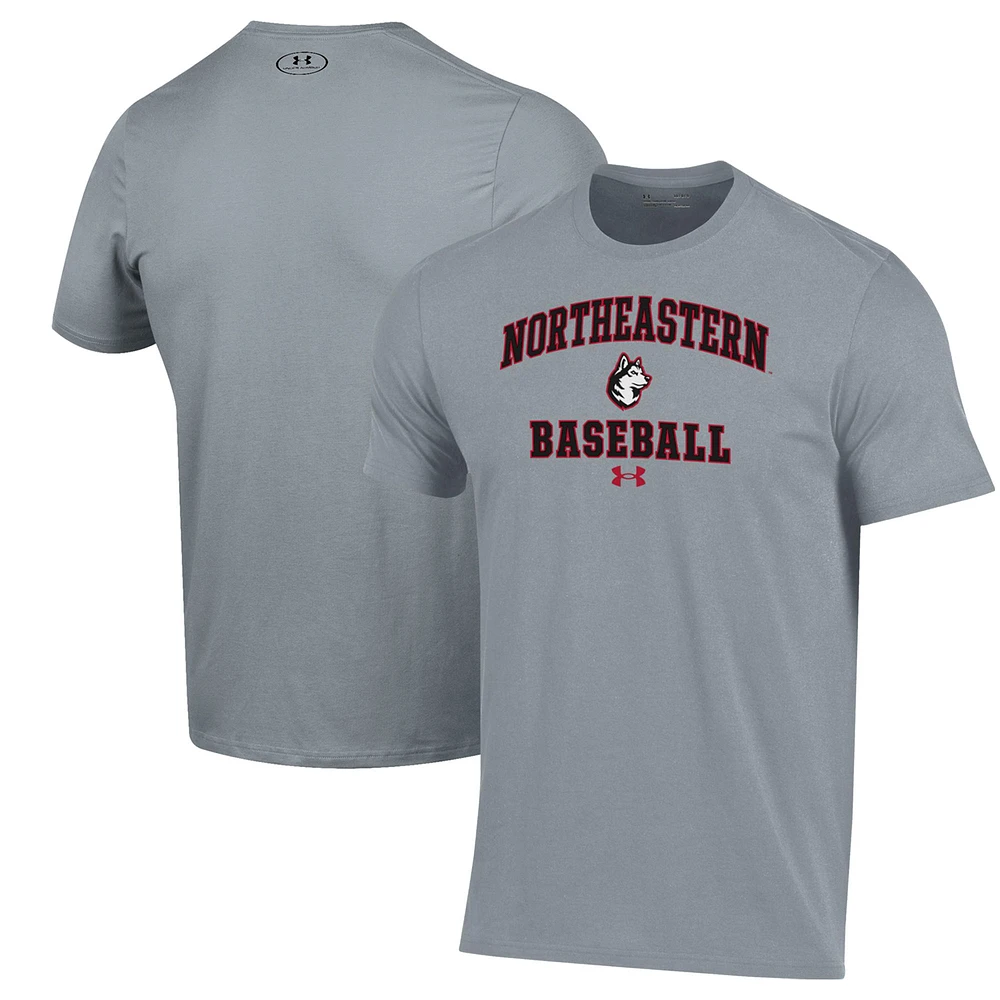 Men's Under Armour Gray Northeastern Huskies Baseball Performance T-Shirt