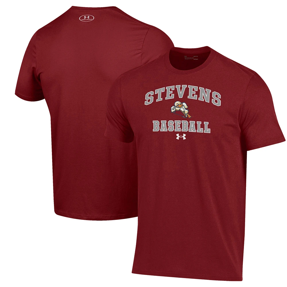 Men's Under Armour Cardinal Stevens Institute of Technology Ducks Baseball Performance T-Shirt