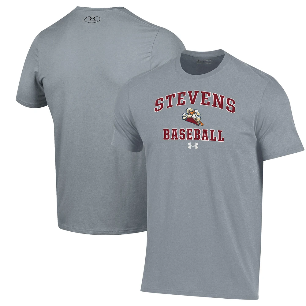 Men's Under Armour Gray Stevens Institute of Technology Ducks Baseball Performance T-Shirt