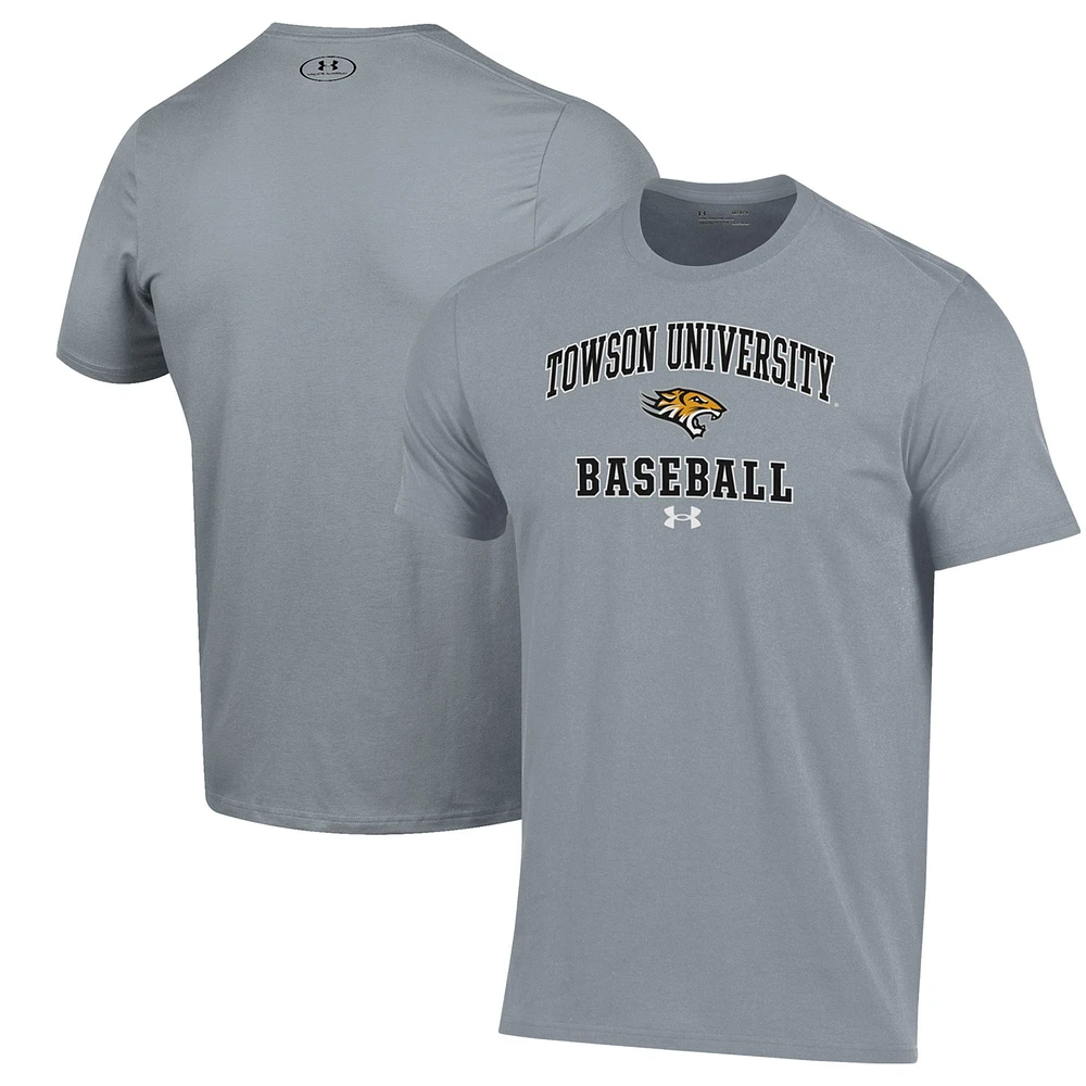 Men's Under Armour Gray Towson Tigers Baseball Performance T-Shirt