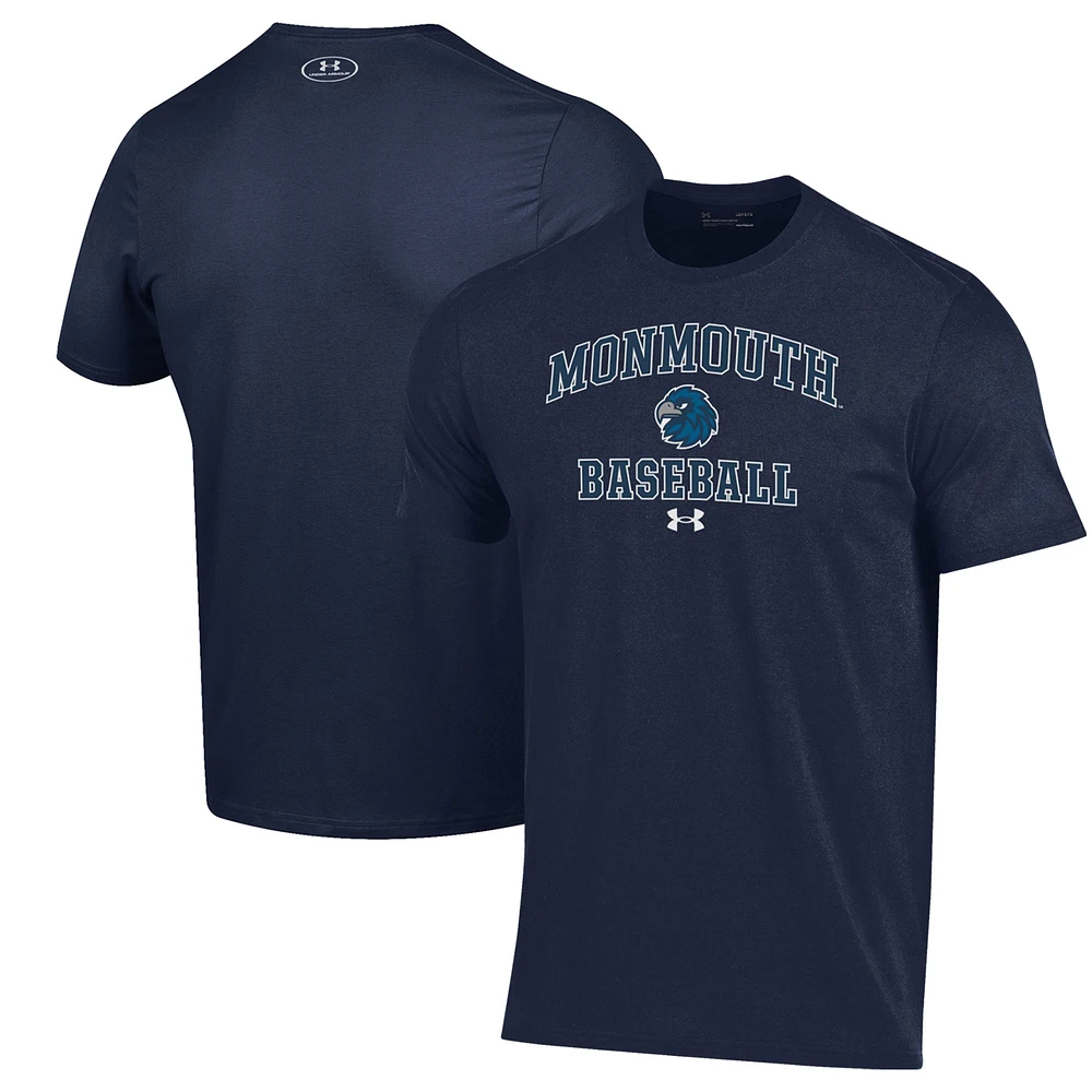 Men's Under Armour Navy Monmouth Hawks Baseball Performance T-Shirt