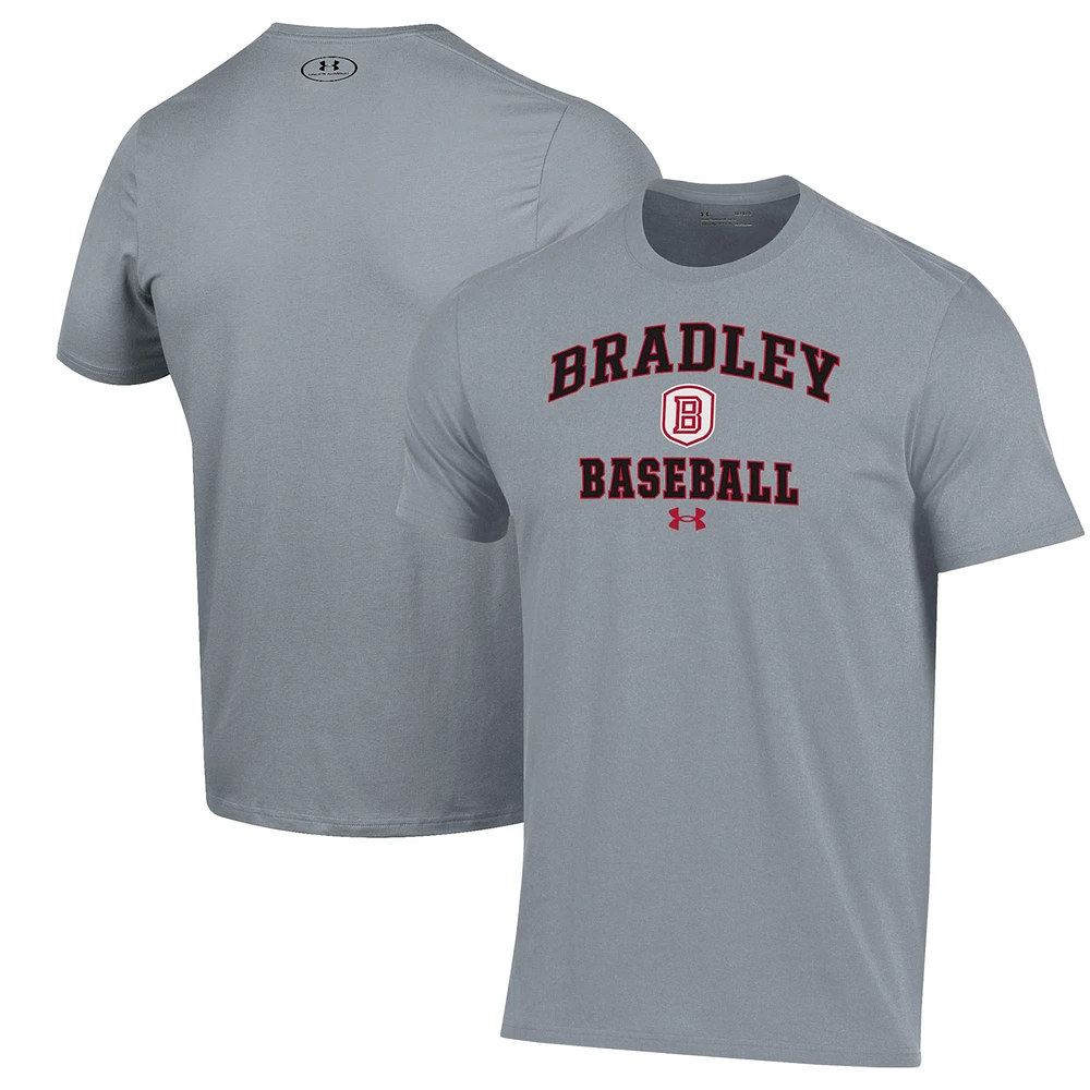Men's Under Armour Gray Bradley Braves Baseball Performance T-Shirt