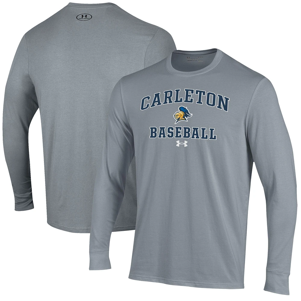 Men's Under Armour Gray Carleton Knights Baseball Performance Long Sleeve T-Shirt