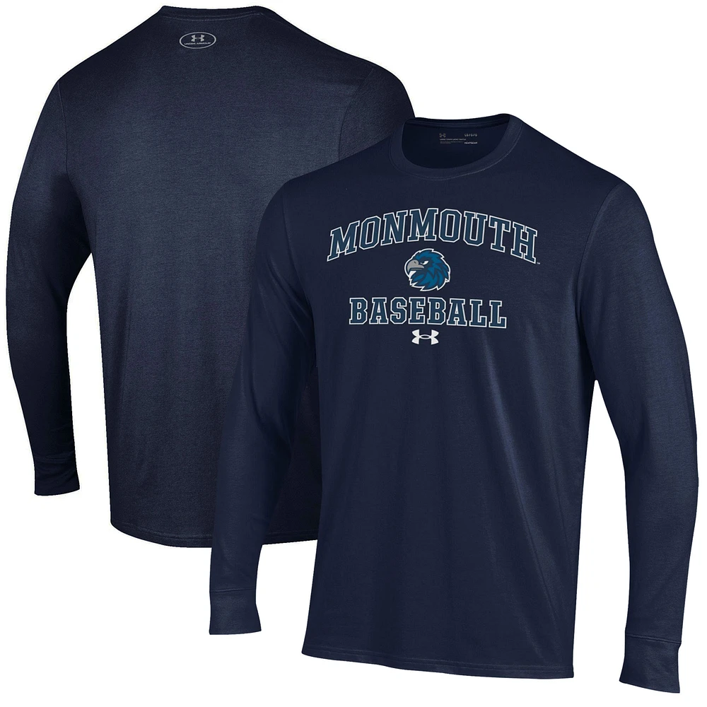 Men's Under Armour Navy Monmouth Hawks Baseball Performance Long Sleeve T-Shirt