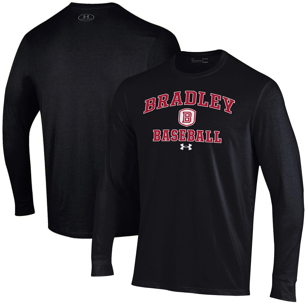 Men's Under Armour Black Bradley Braves Baseball Performance Long Sleeve T-Shirt