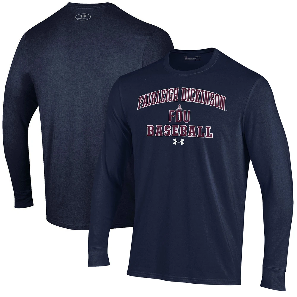 Men's Under Armour Navy Fairleigh Dickinson Knights Baseball Performance Long Sleeve T-Shirt