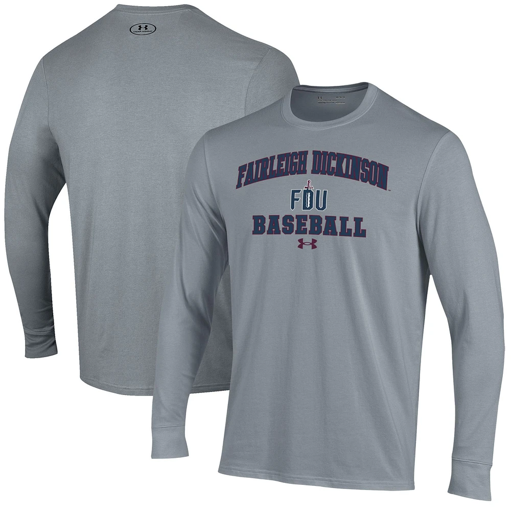 Men's Under Armour Gray Fairleigh Dickinson Knights Baseball Performance Long Sleeve T-Shirt