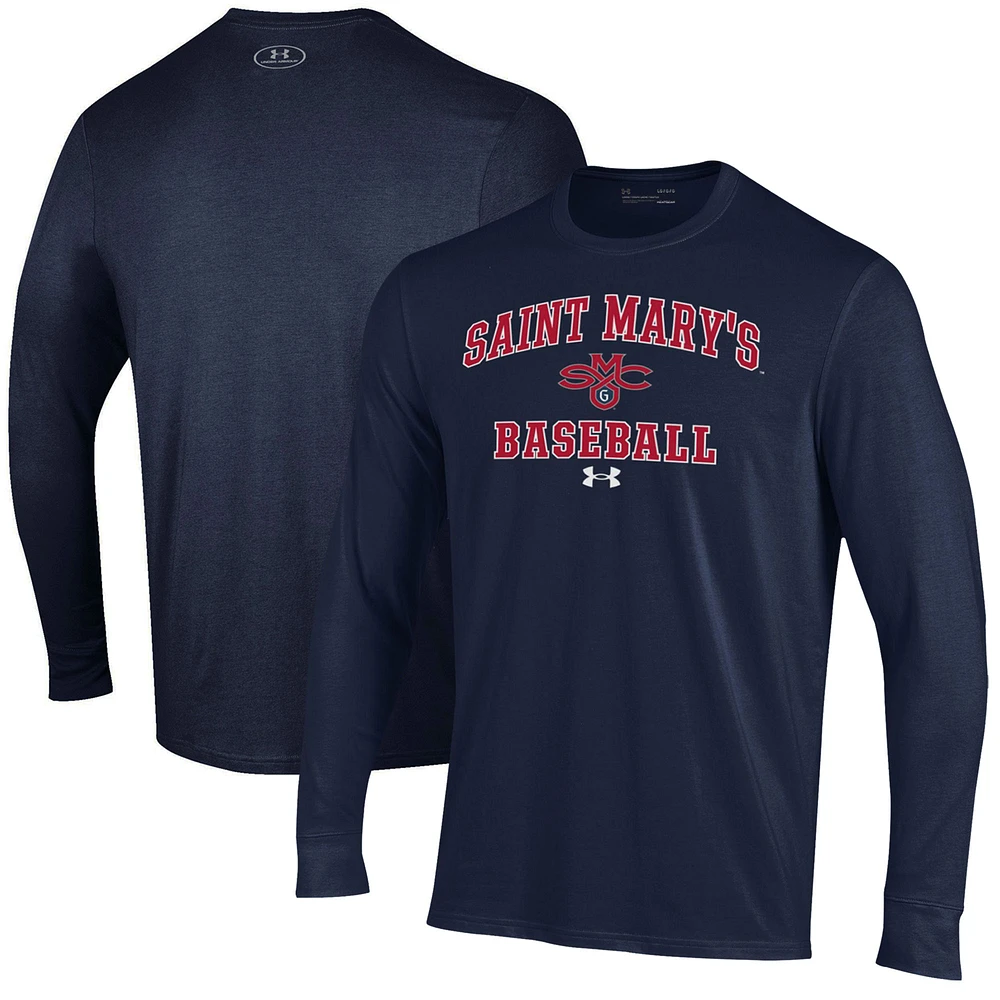 Men's Under Armour Navy Saint Mary's Gaels Baseball Performance Long Sleeve T-Shirt