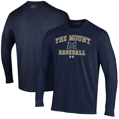 Men's Under Armour Navy Mount St. Mary's Mountaineers Baseball Performance Long Sleeve T-Shirt
