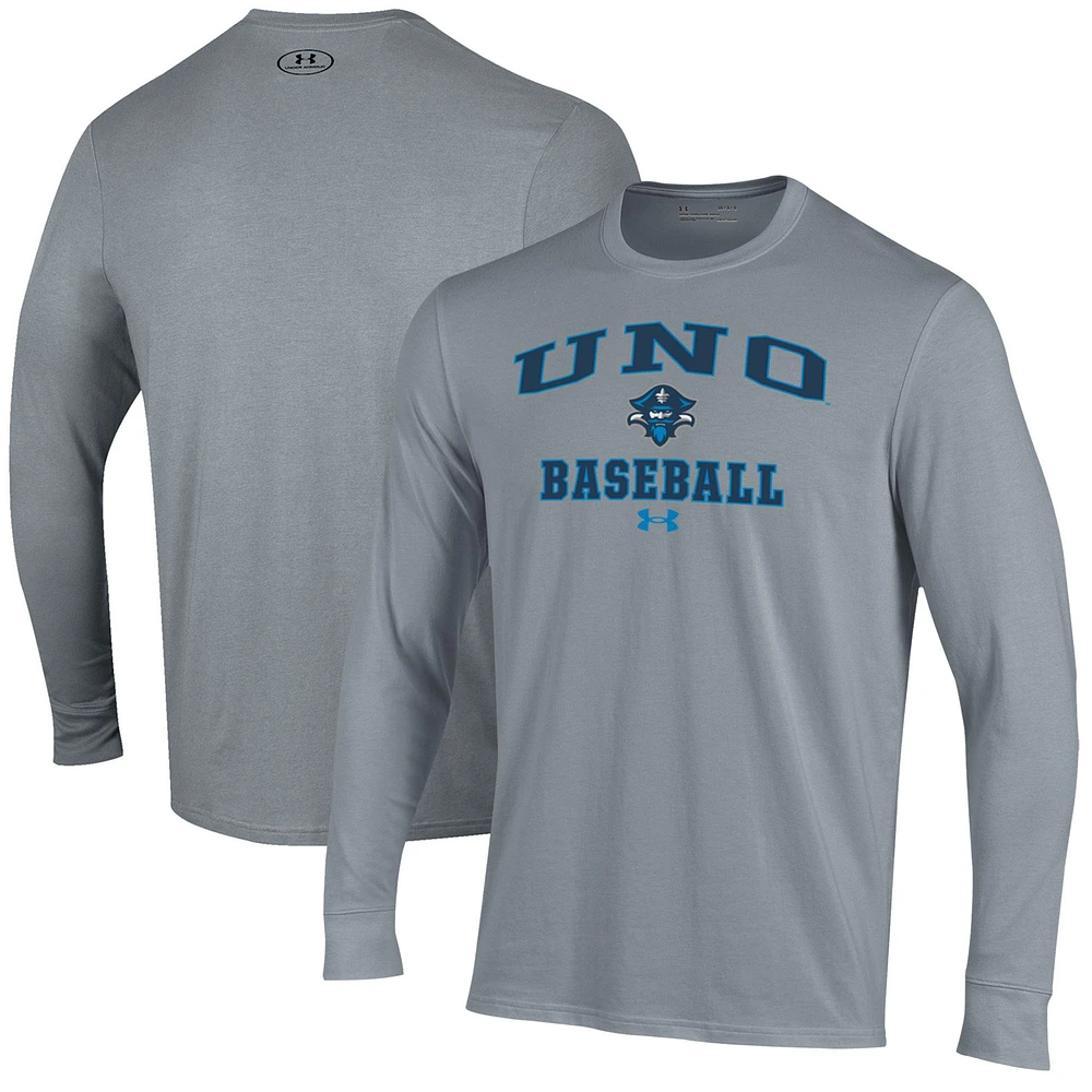 Men's Under Armour Gray New Orleans Privateers Baseball Performance Long Sleeve T-Shirt