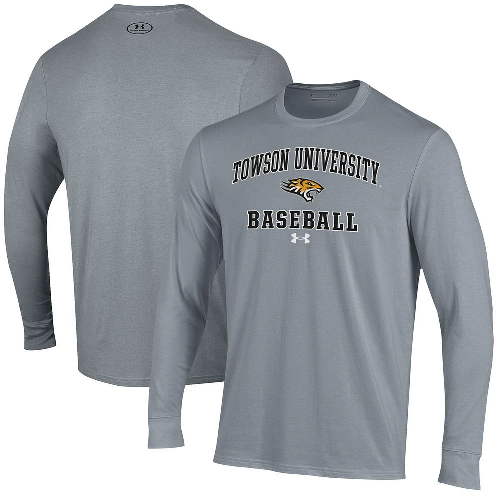 Men's Under Armour Gray Towson Tigers Baseball Performance Long Sleeve T-Shirt