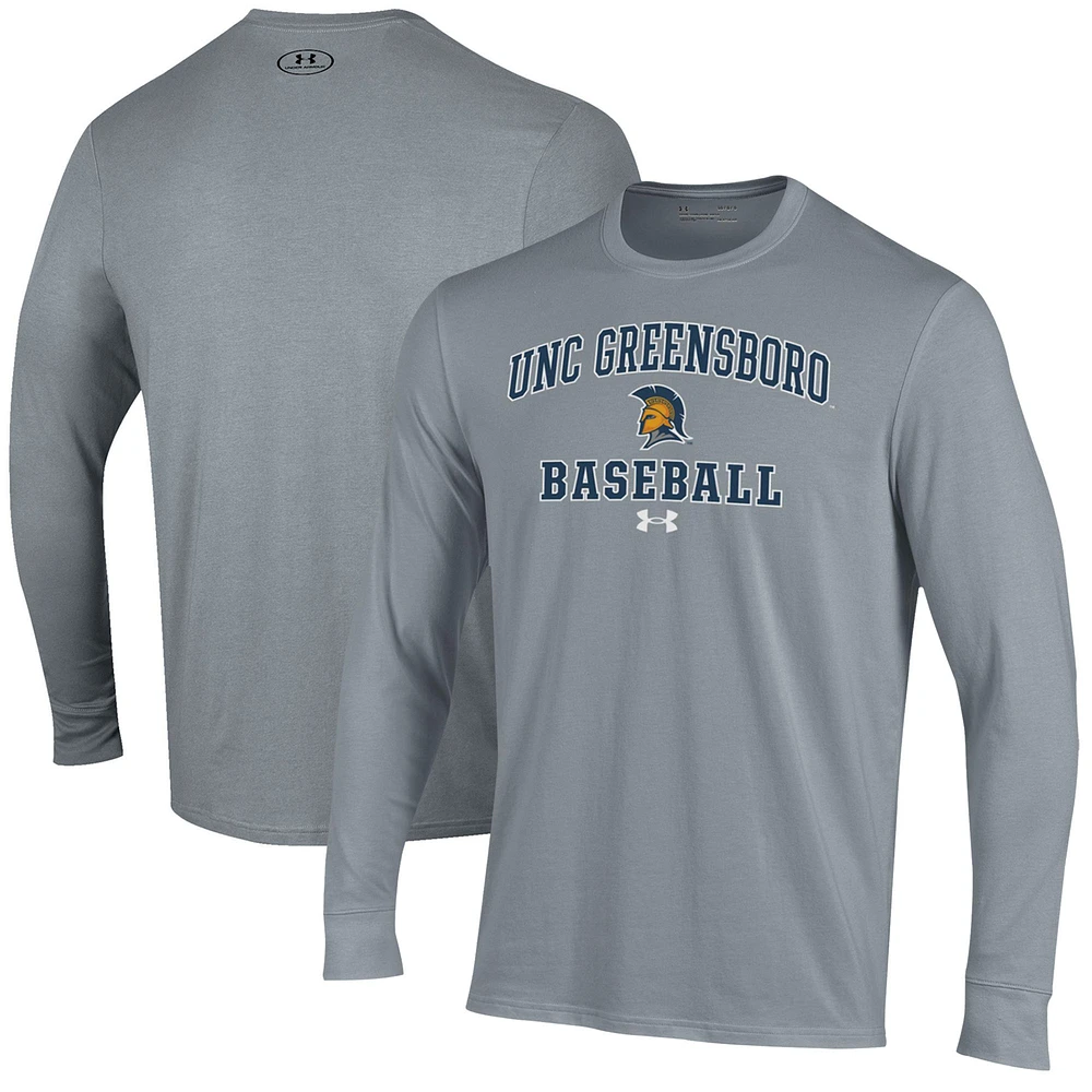 Men's Under Armour Gray UNCG Spartans Baseball Performance Long Sleeve T-Shirt