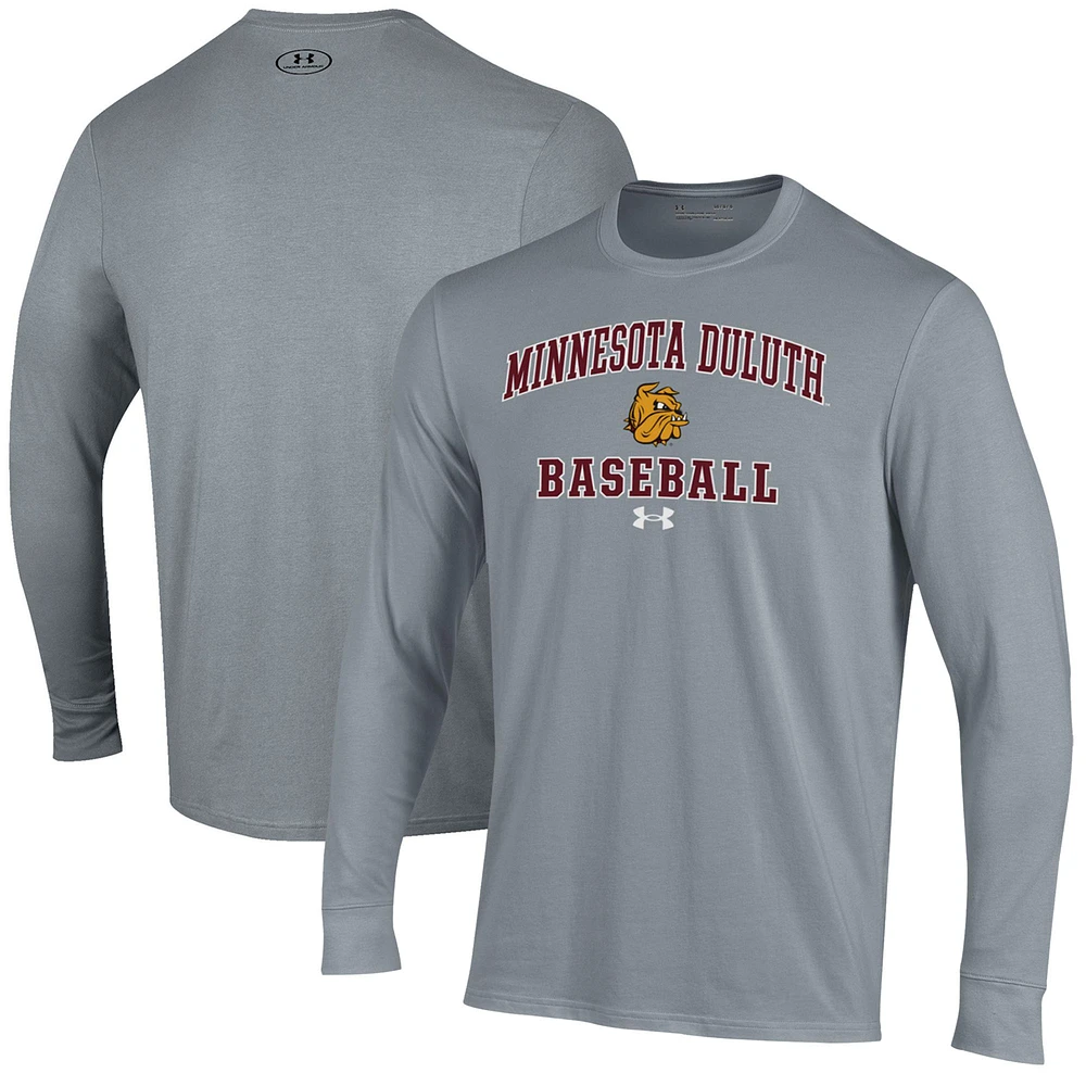 Men's Under Armour Gray Minnesota Duluth Bulldogs Baseball Performance Long Sleeve T-Shirt