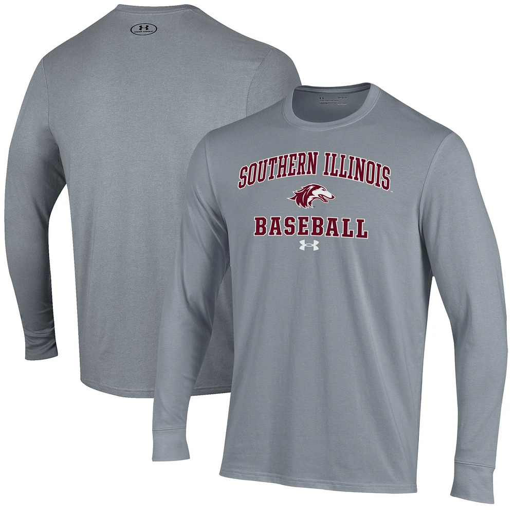 Men's Under Armour Gray Southern Illinois Salukis Baseball Performance Long Sleeve T-Shirt
