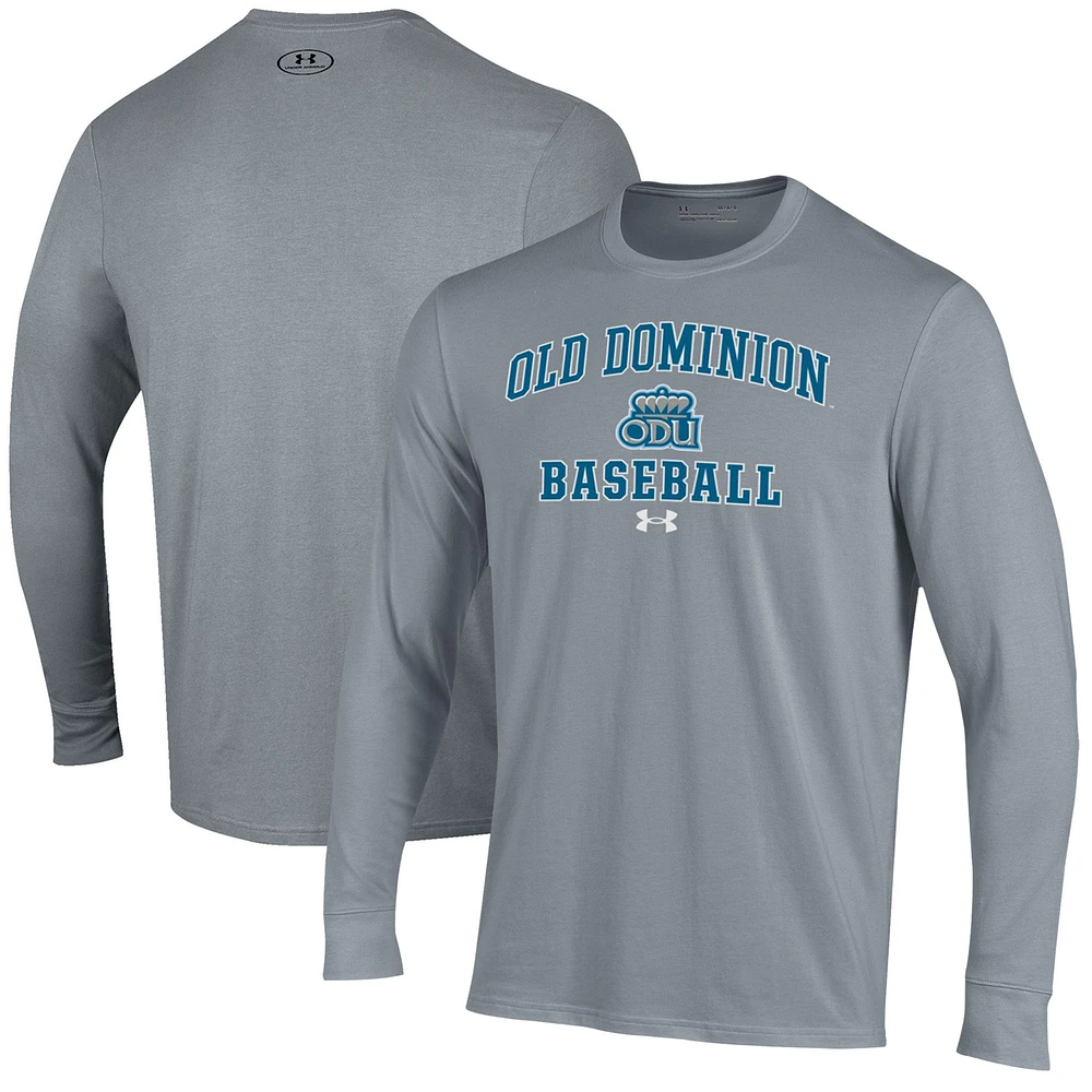 Men's Under Armour Gray Old Dominion Monarchs Baseball Performance Long Sleeve T-Shirt