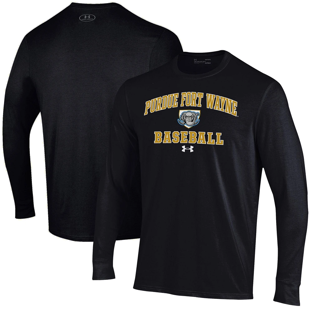 Men's Under Armour Black Purdue Fort Wayne Mastodons Baseball Performance Long Sleeve T-Shirt