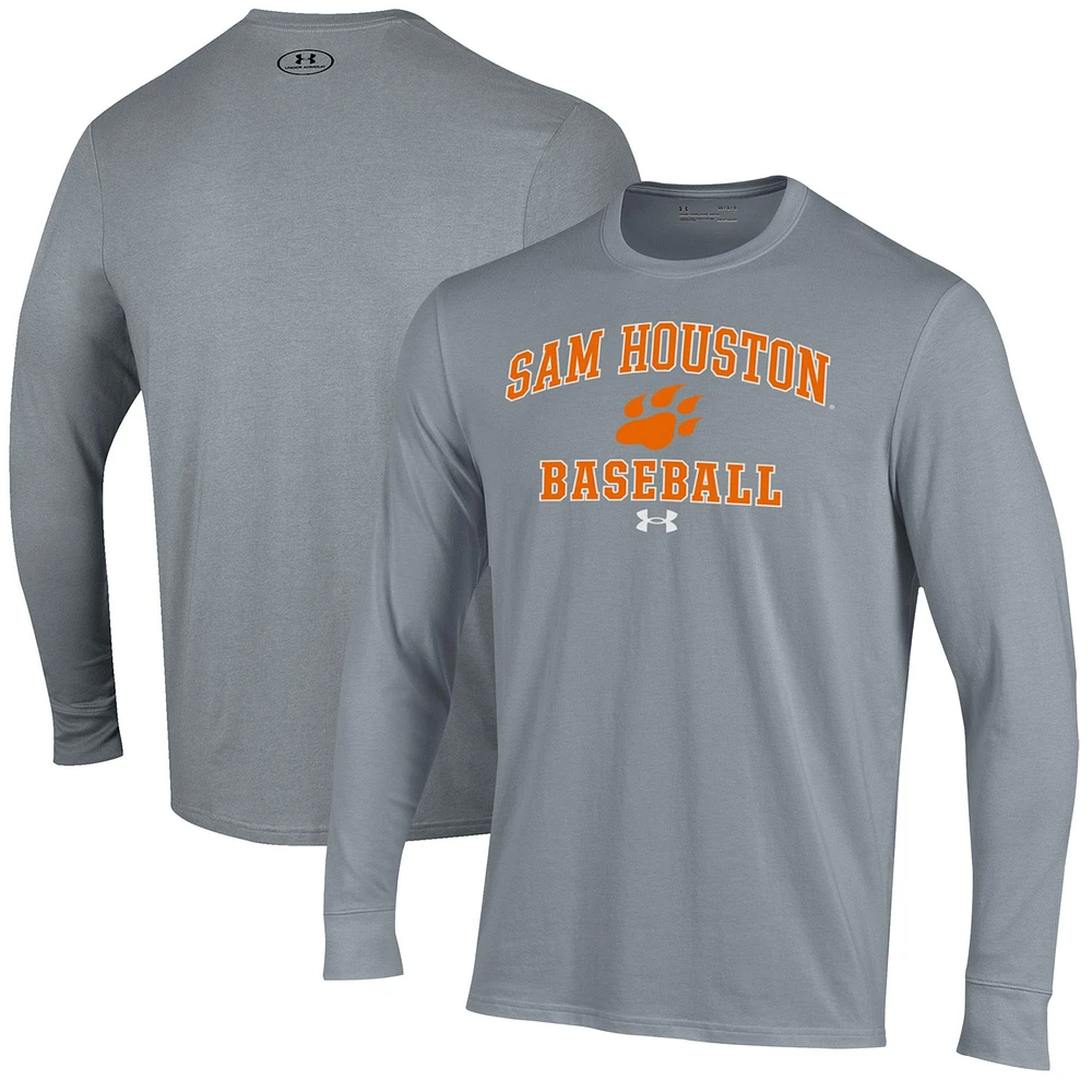 Men's Under Armour Gray Sam Houston State Bearkats Baseball Performance Long Sleeve T-Shirt