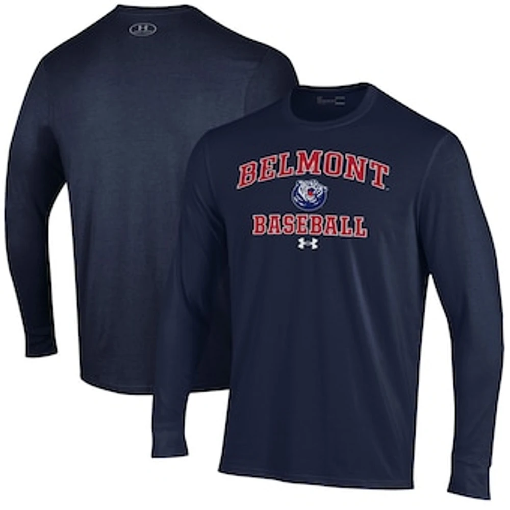 Men's Under Armour Navy Belmont Bruins Baseball Performance Long Sleeve T-Shirt