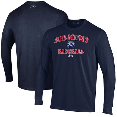 Men's Under Armour Navy Belmont Bruins Baseball Performance Long Sleeve T-Shirt