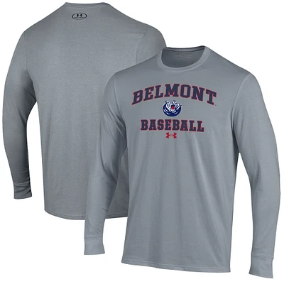 Men's Under Armour Gray Belmont Bruins Baseball Performance Long Sleeve T-Shirt