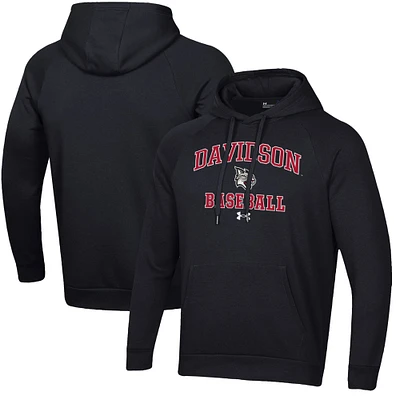 Men's Under Armour Davidson Wildcats All Day Arch Fleece Baseball Raglan Pullover Hoodie