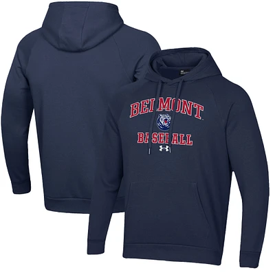 Men's Under Armour Navy Belmont Bruins All Day Arch Fleece Baseball Raglan Pullover Hoodie