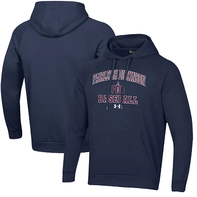 Men's Under Armour Navy Fairleigh Dickinson Knights All Day Arch Fleece Baseball Raglan Pullover Hoodie