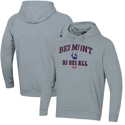 Men's Under Armour Gray Belmont Bruins All Day Arch Fleece Baseball Raglan Pullover Hoodie