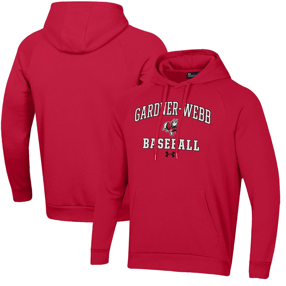 Men's Under Armour Scarlet Gardner-Webb Bulldogs All Day Arch Fleece Baseball Raglan Pullover Hoodie