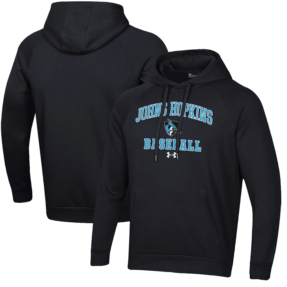 Men's Under Armour Johns Hopkins Blue Jays All Day Arch Fleece Baseball Raglan Pullover Hoodie