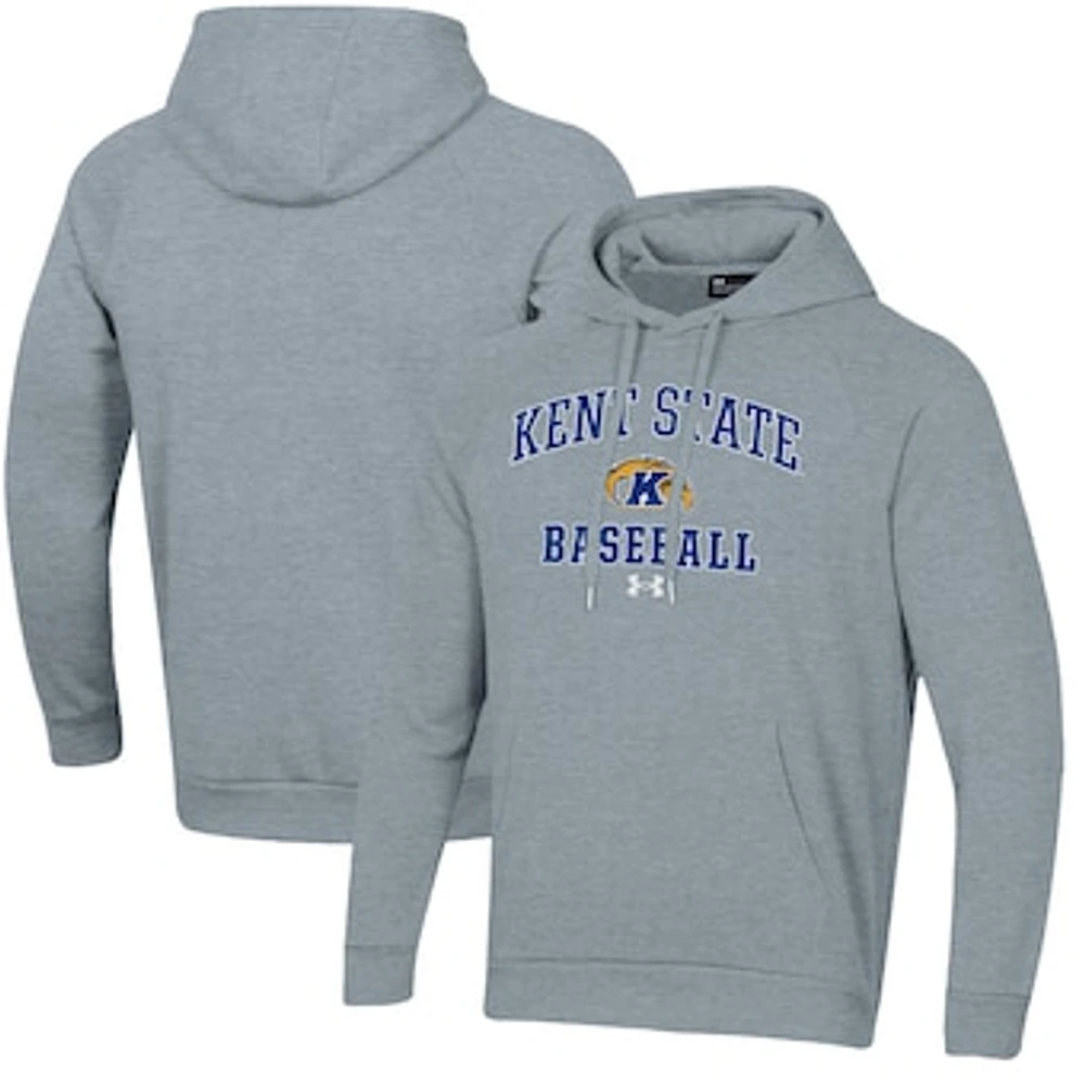 Men's Under Armour Gray Kent State Golden Flashes All Day Arch Fleece Baseball Raglan Pullover Hoodie