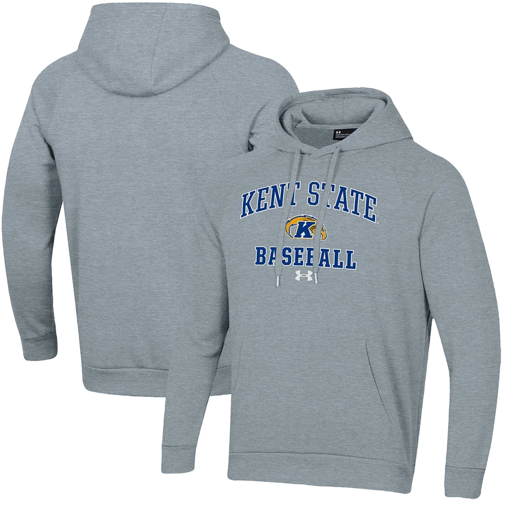 Men's Under Armour Gray Kent State Golden Flashes All Day Arch Fleece Baseball Raglan Pullover Hoodie