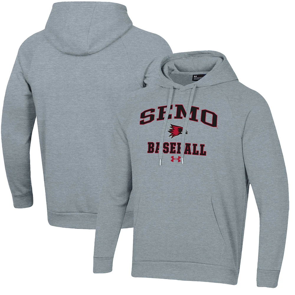 Men's Under Armour Gray SEMO Redhawks All Day Arch Fleece Baseball Raglan Pullover Hoodie