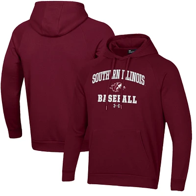 Men's Under Armour Maroon Southern Illinois Salukis All Day Arch Fleece Baseball Raglan Pullover Hoodie