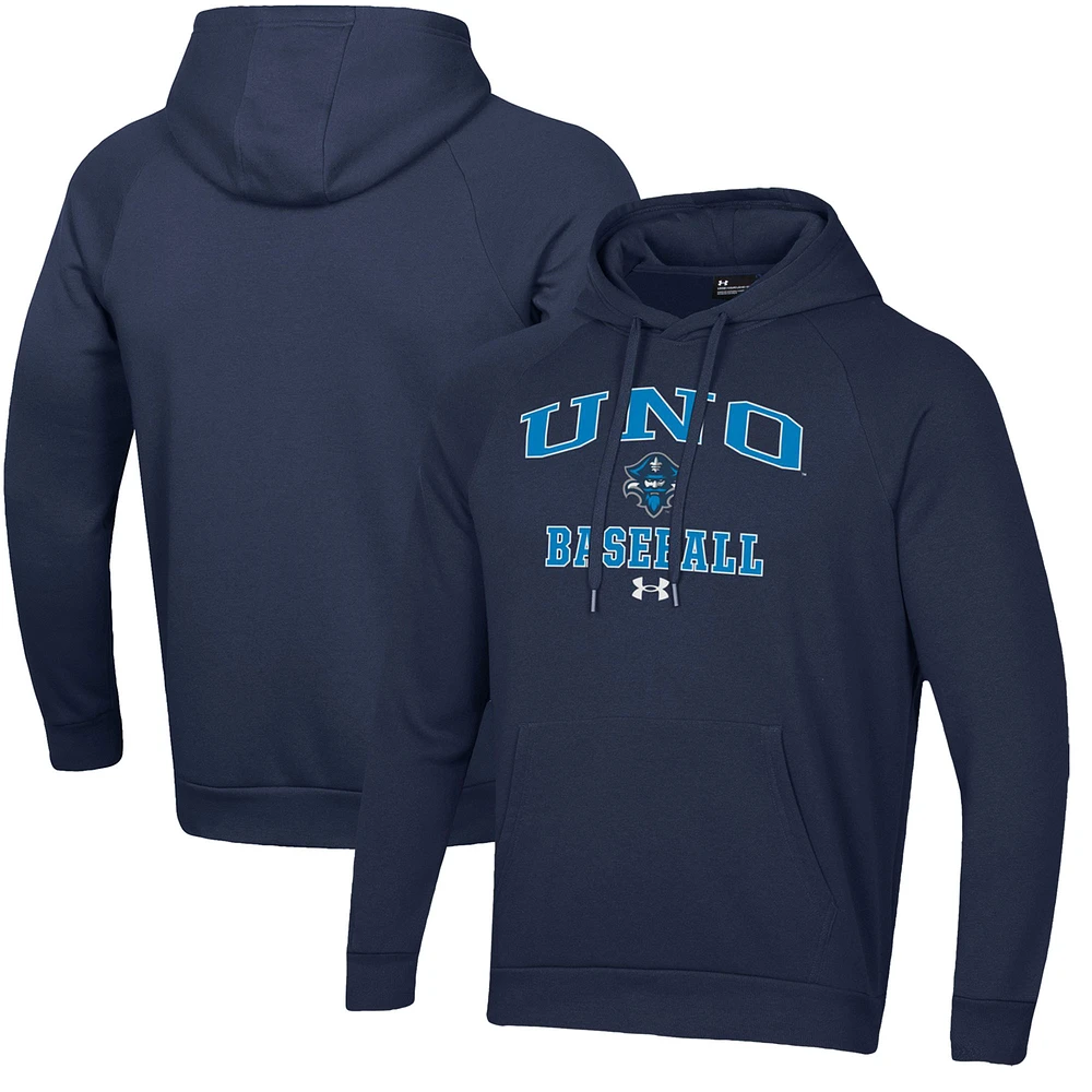 Men's Under Armour Navy New Orleans Privateers All Day Arch Fleece Baseball Raglan Pullover Hoodie