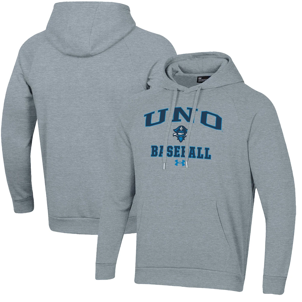 Men's Under Armour Gray New Orleans Privateers All Day Arch Fleece Baseball Raglan Pullover Hoodie