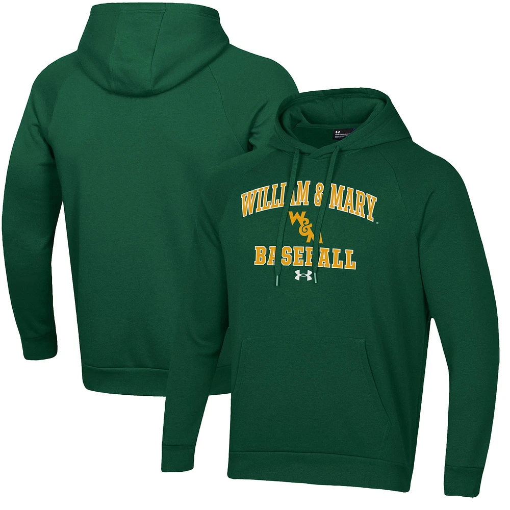Men's Under Armour William & Mary Tribe All Day Arch Fleece Baseball Raglan Pullover Hoodie