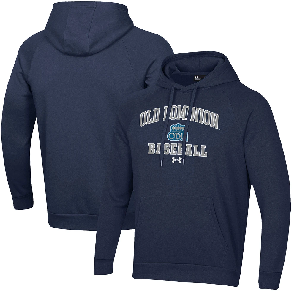 Men's Under Armour Navy Old Dominion Monarchs All Day Arch Fleece Baseball Raglan Pullover Hoodie