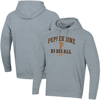 Men's Under Armour Gray Pepperdine Waves All Day Arch Fleece Baseball Raglan Pullover Hoodie