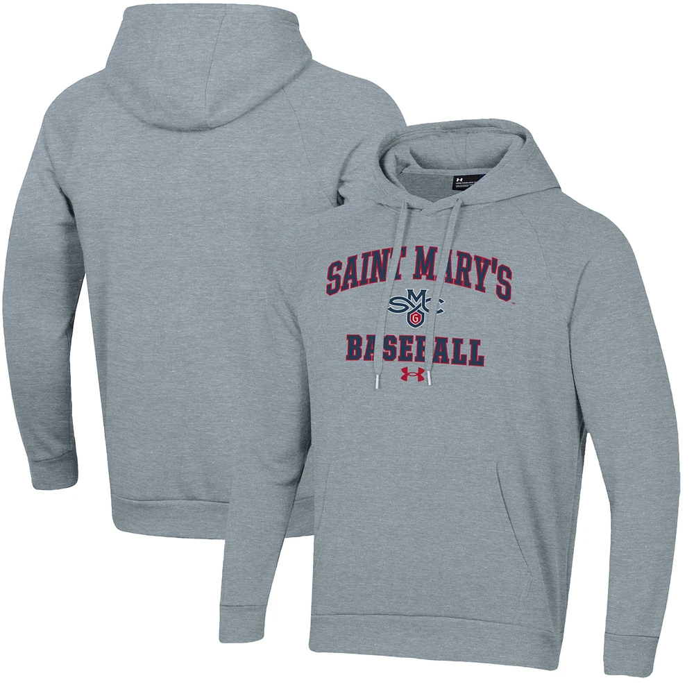 Men's Under Armour Gray Saint Mary's Gaels All Day Arch Fleece Baseball Raglan Pullover Hoodie