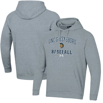 Men's Under Armour Gray UNCG Spartans All Day Arch Fleece Baseball Raglan Pullover Hoodie
