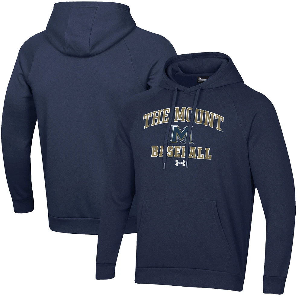 Men's Under Armour Navy Mount St. Mary's Mountaineers All Day Arch Fleece Baseball Raglan Pullover Hoodie