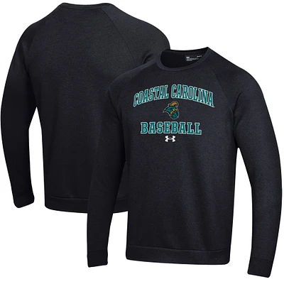 Men's Under Armour  Black Coastal Carolina Chanticleers All Day Arch Fleece Baseball Raglan Pullover Sweatshirt