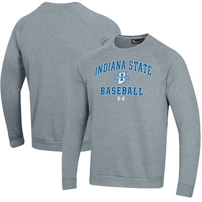 Men's Under Armour Gray Indiana State Sycamores All Day Arch Fleece Baseball Raglan Pullover Sweatshirt