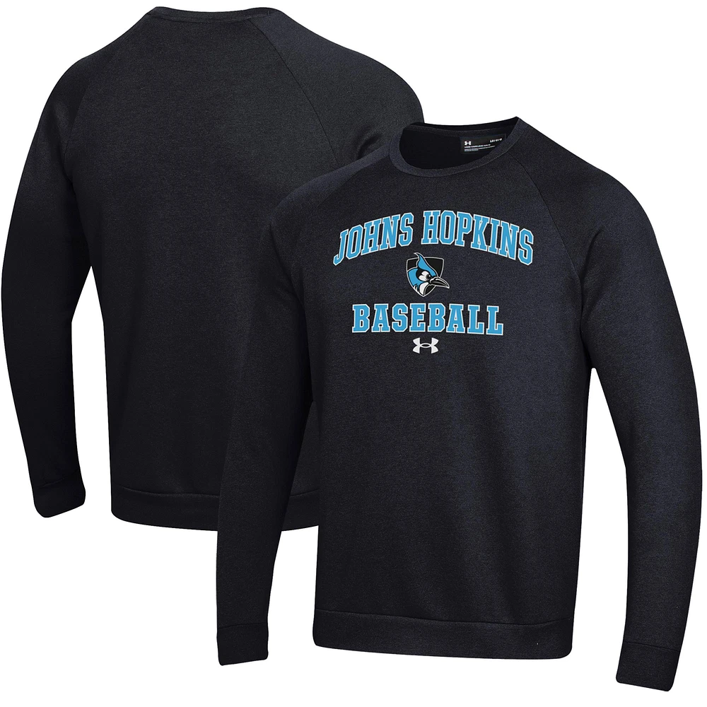 Men's Under Armour Black Johns Hopkins Blue Jays All Day Arch Fleece Baseball Raglan Pullover Sweatshirt