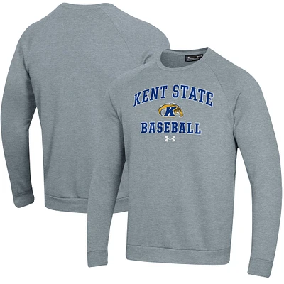 Men's Under Armour Gray Kent State Golden Flashes All Day Arch Fleece Baseball Raglan Pullover Sweatshirt