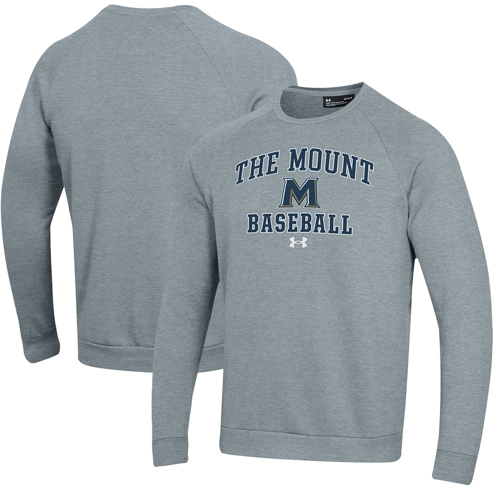 Men's Under Armour Gray Mount St. Mary's Mountaineers All Day Arch Fleece Baseball Raglan Pullover Sweatshirt